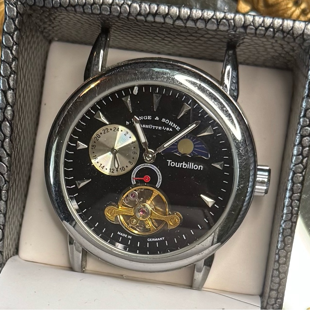 Luxury Watch Silver and Black Tourbillon-  No Band - Running